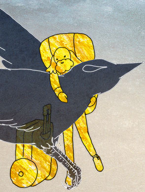 Image from animated short of a bird being hugged.